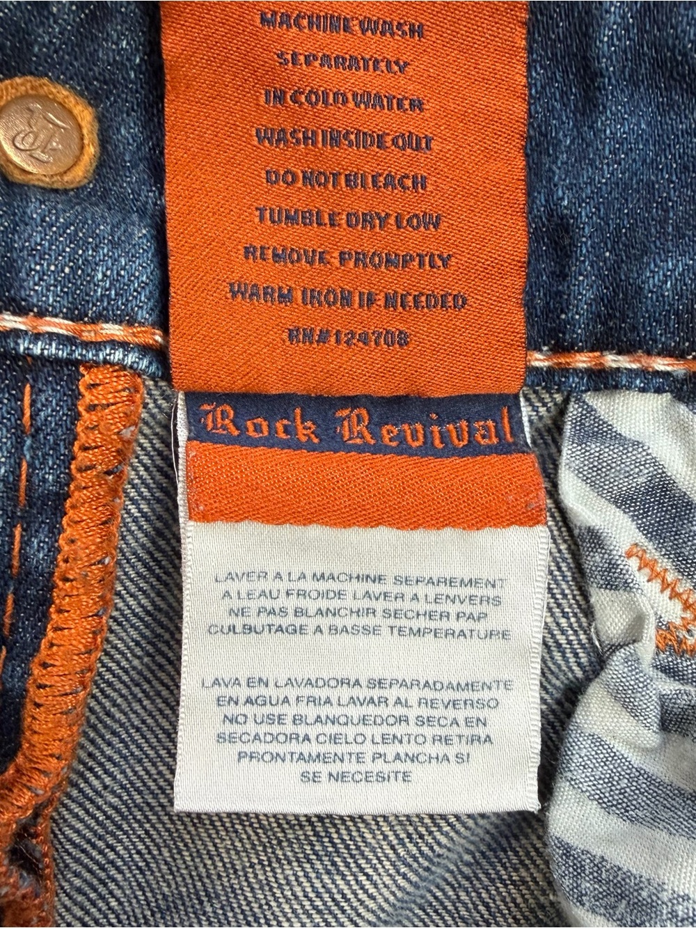 Rock Revival Mason Jeans Sz 33 Blue Distressed Bootcut Denim Y2K Grunge Festival - Picture 12 of 13